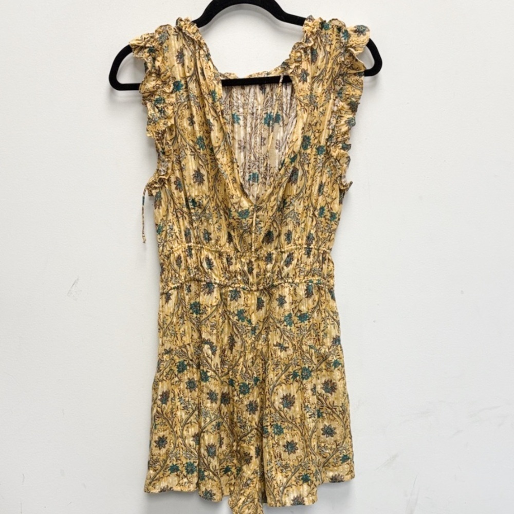 Ulla Johnson Yellow and Teal Floral Romper